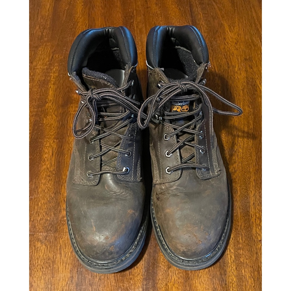 Timberland PRO Men's Steel Toe Work Boots Brown Leather 10.5 W Wide Durable
